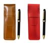 Тонкий пенал из коровьей кожи красно-коричневый набор 2 цвета вращающаяся шариковая ручка 2C600 черная ASCRC600-B