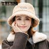 Женская кашемировая шапка с бараниной, уличная теплая панама, однотонная пушистая шапка для рыбалки, женская зимняя шапка в рыбацком стиле