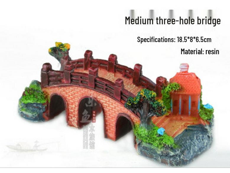 Artificial Rockery and Bridge Decoration Set for Fish Tank