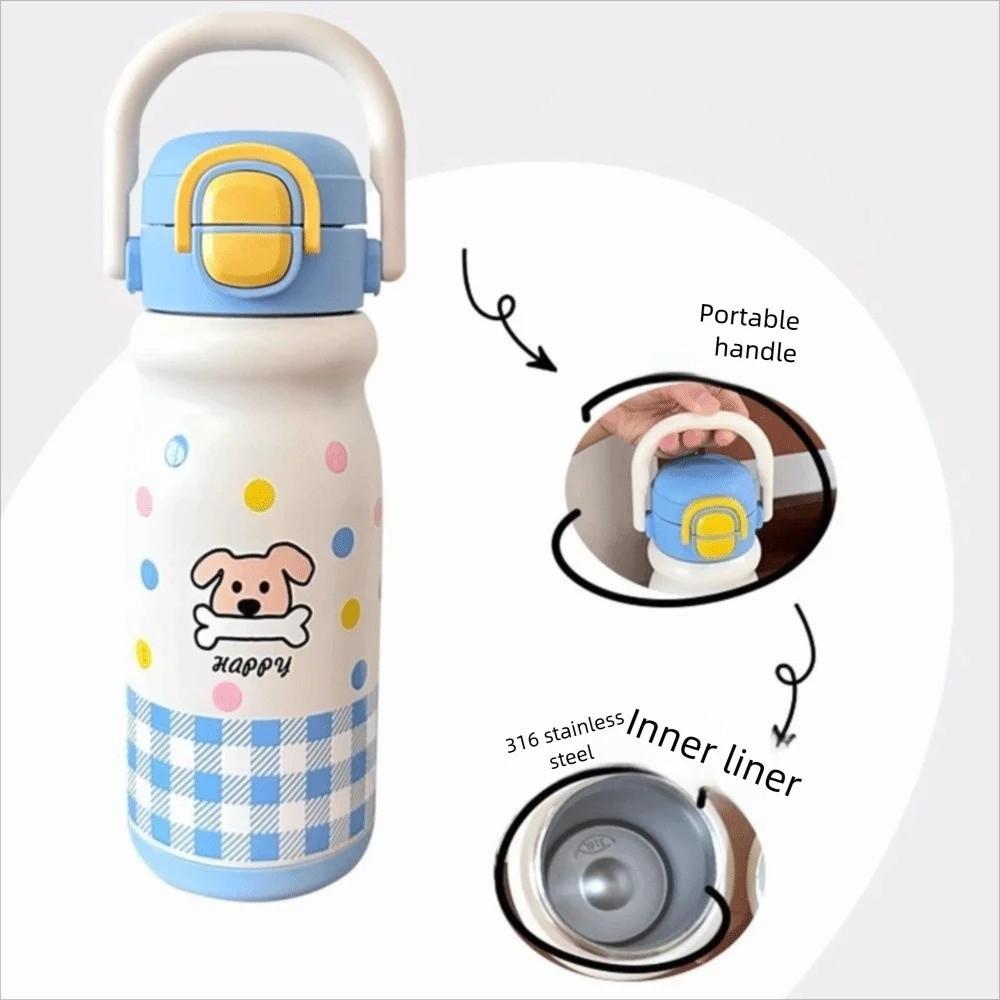 500ml Insulated Cup Large Capacity Thermos Water Bottle Cartoon Vacuum-insulated Bottle Daily Use