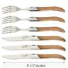 6pcs 8.7'' 304 Stainless Steel Steak Knives Forks Set Laguiole Dinner Knives Olive Handle Dinnerware Set Xmas Wooden Cutlery