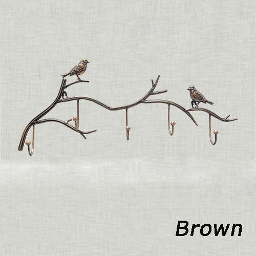 Кованая вешалка для птиц на дверь, вешалка для одежды, держатель для ключей, настенная вешалка для шляп, настенное украшение для кухни, 5 крючков