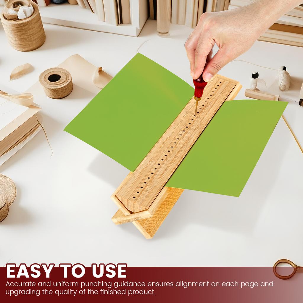 Book Binding Cradle Kit with Piercing Guide and Awl Wood Bookbinding Punching Cradle Journal Photo Album DIY Crafts Binding Tool