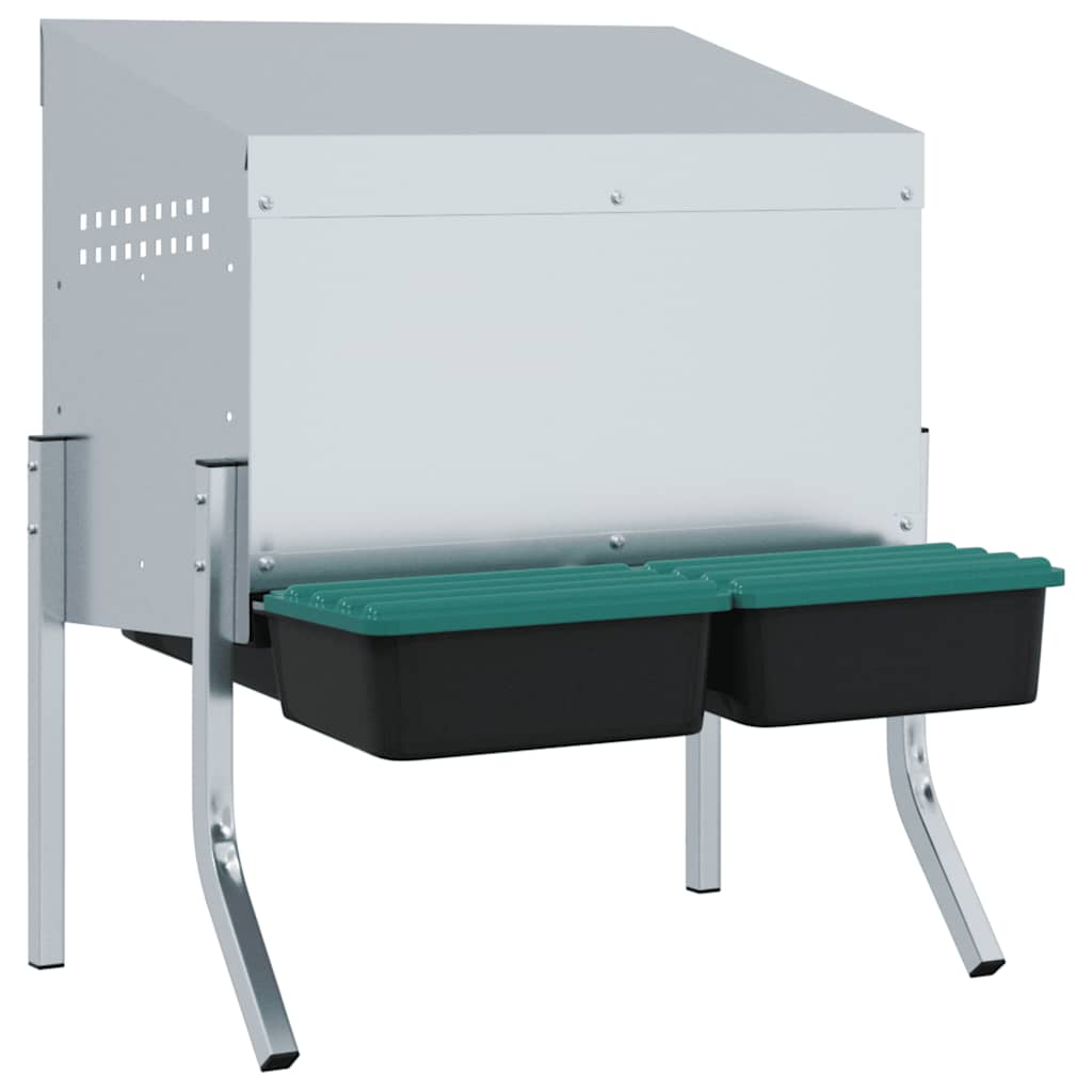 Chicken Nesting Box 2 Compartments with Legs Galvanized Steel