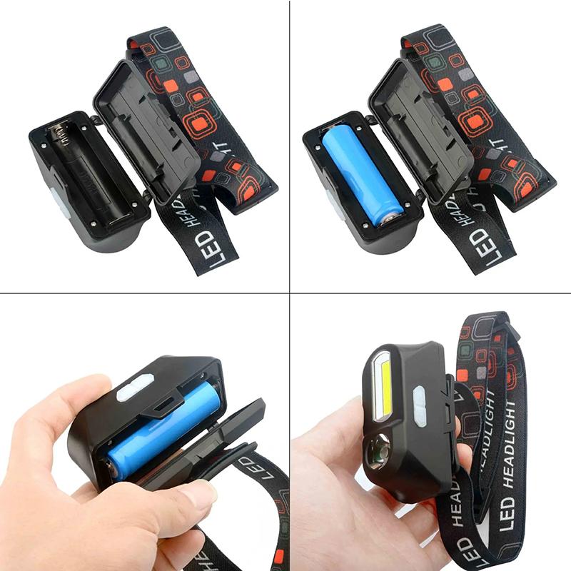 Mini Portable XPE+COB Headlamp USB Rechargeable Use 18650 Battery Headlight Outdoor Camping Fishing LED Head Flashlight