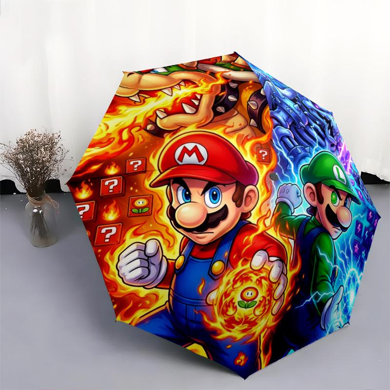 1 шт. Автоматический складной зонт с рисунком Super Mario, 8 спиц, портативный, складной, для путешествий, Рождественский, День рождения, Подарок
