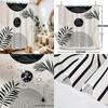 Bohemian Shower Curtain, Black Leaves Mid Century Shower Curtain Set for Bathroom, Modern Abstract Minimalist Fabric Bath Curtai