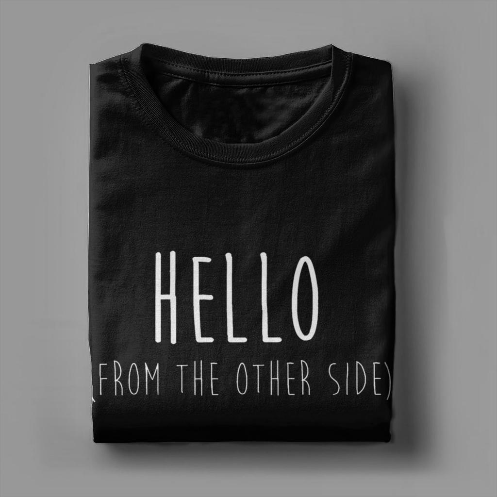 Мужские футболки Hello From the Other Side Adele Funny Cotton Tees Футболка с коротким рукавом Футболка с круглым вырезом с принтом