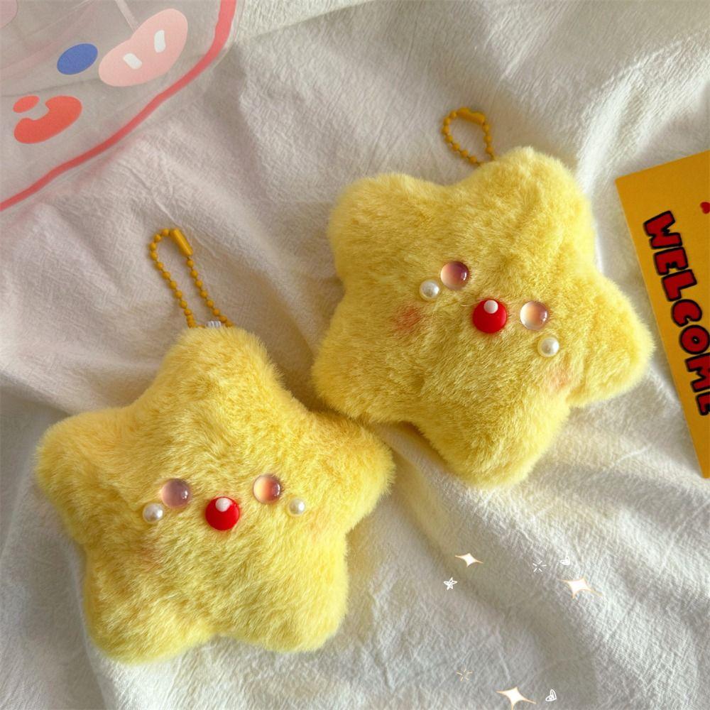 Plush Stuffed Squeeze Plush Keychain Soft Chirping Star Pendant Siamese Cat Keyring Bag Hanging