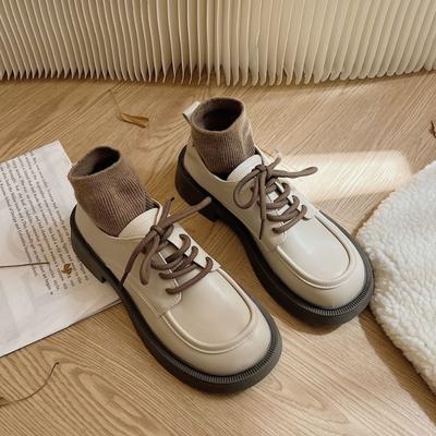 Туфли на толстой подошве, увеличивающие рост, с новым круглым носком, универсальные туфли-лодочки