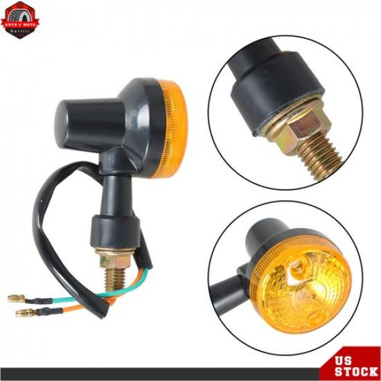 For Honda Yamaha Kawasaki 4× Motorcycle Turn Signals Blinker Light Black Amber