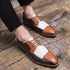 2025 New Spring Men's Korean Version of Trendy Leather Color Matching Business Work Men's Shoes Trendy Splicing Casual Leather Shoes Men