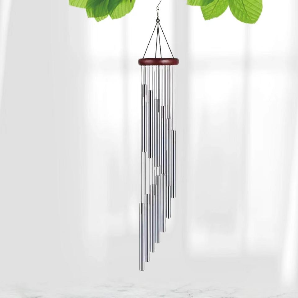 Metal Rotating Wind Chime High-level Sense Step-by-step High-rise Aluminum Pipe Tuning Wind Chime 12-tube Rotating Solid Wood Aluminum Pipe