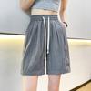 Pleated Ice Silk Sports Shorts Women's Summer Pants High Waist Slim Casual Wide Leg Pants