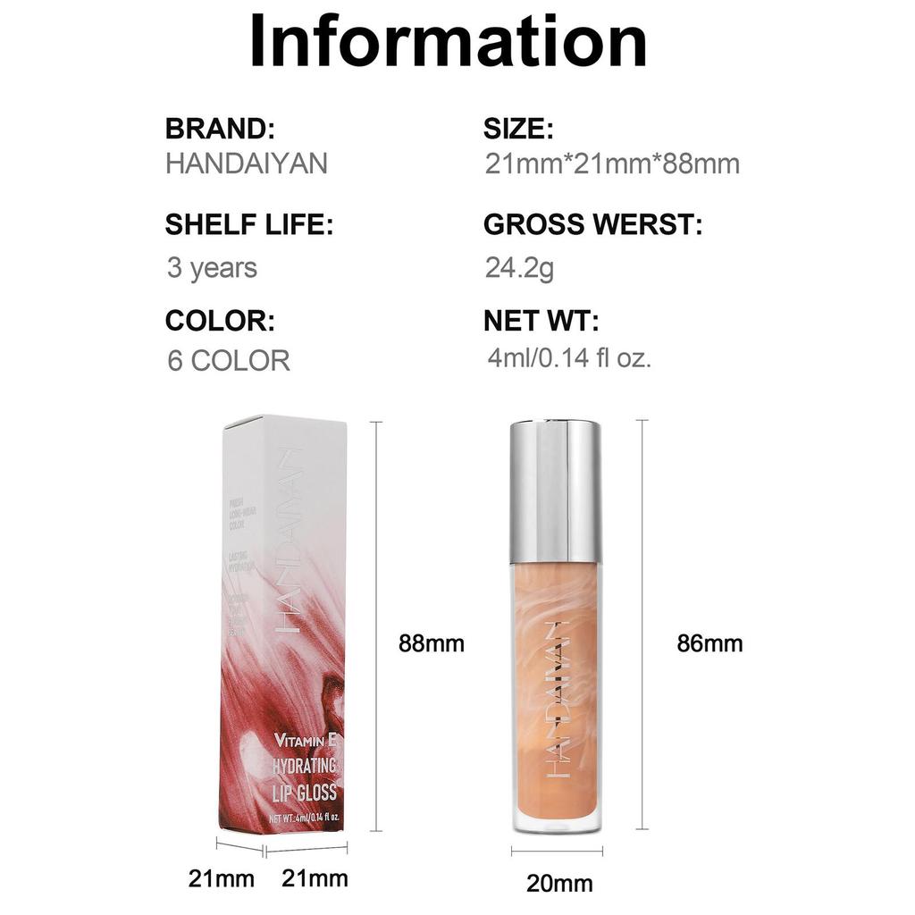 HANDAIYAN Блеск для губ, сексуальный, пухлый, блестящий, хрустальный, жидкая помада, водостойкий, увлажняющий, масляный, блеск для губ, макияж