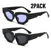 2PACK Trendy Cat Eye Irregular Sunglasses Women Men Luxury Brand Polygon Sun Glasses for Ladies Vintage Punk Shades