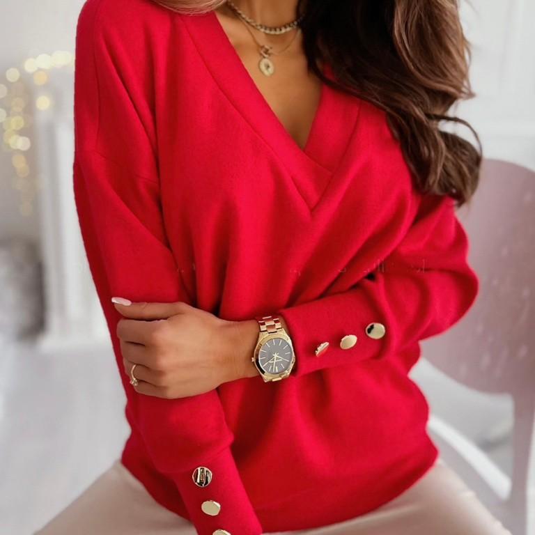 Spring New Long Sleeve Knitted Sweater Women V-neck Jumper Sweaters for Women Button Loose Office Lady Casual Pullover