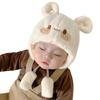 Winter Warm Baby Hats Toddler Earflap Bear Hat with Soft Ball Unisex Infant Snow Cap Fleece Warm Hemming Caps for Newborn