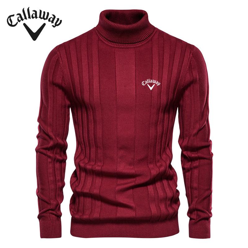 Callaway Вышитый осенне-зимний новый мужской повседневный вязаный свитер с высоким воротом, теплый базовый свитер, модный свитер-пуловер
