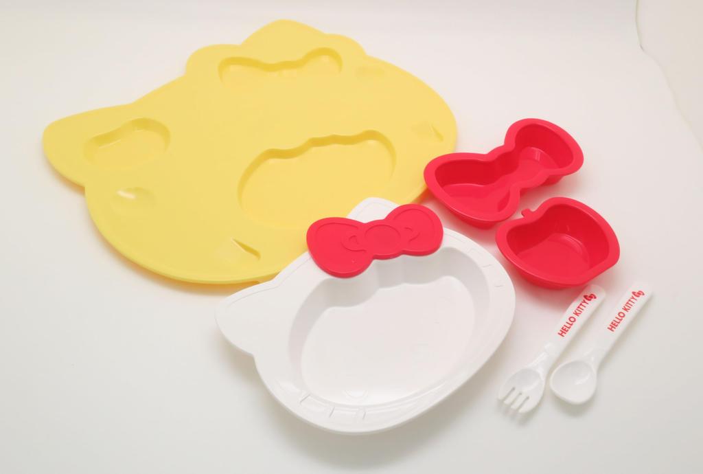 OSK Hello Kitty Plate Made in Dishwasher Stylish and Cute for Girls and Includes and Fork Set, Japan, Safe, Children, Plate, Spoon, (KP-18)