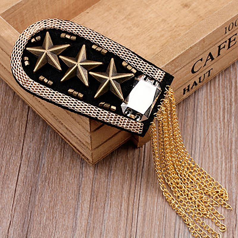 1 шт. Винтажная пятизвездочная кисточка на цепочке значки на погонах бисер ткань металлический эполет военный значок на броши медаль