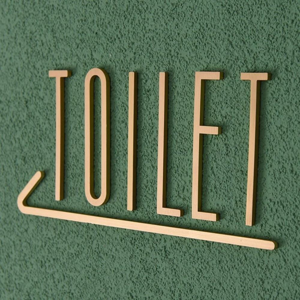 Toilet Door Sign for Hotel,Office,Home Brass Bathroom Signage WC Plaque Restroom Sign Toilet Symbol