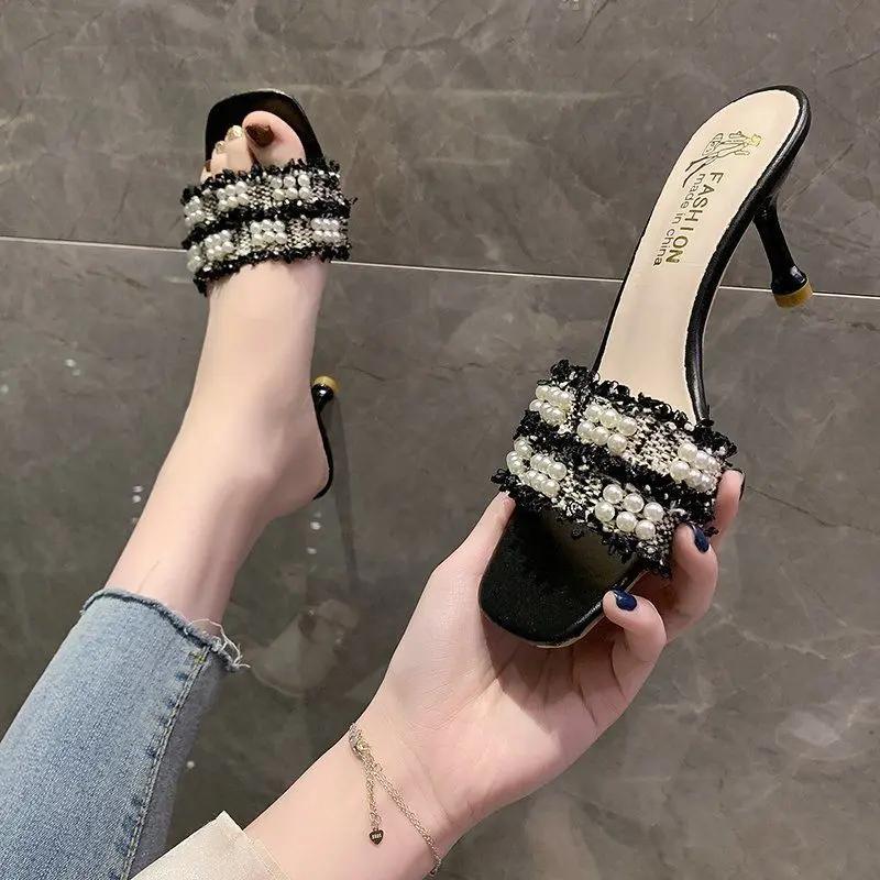 Босоножки на танкетке для женщин, туфли для стриптиза, высокие каблуки, китайцы, шлепанцы, модные пляжные тапочки, женские сандалии, женские дизайнерские каблуки