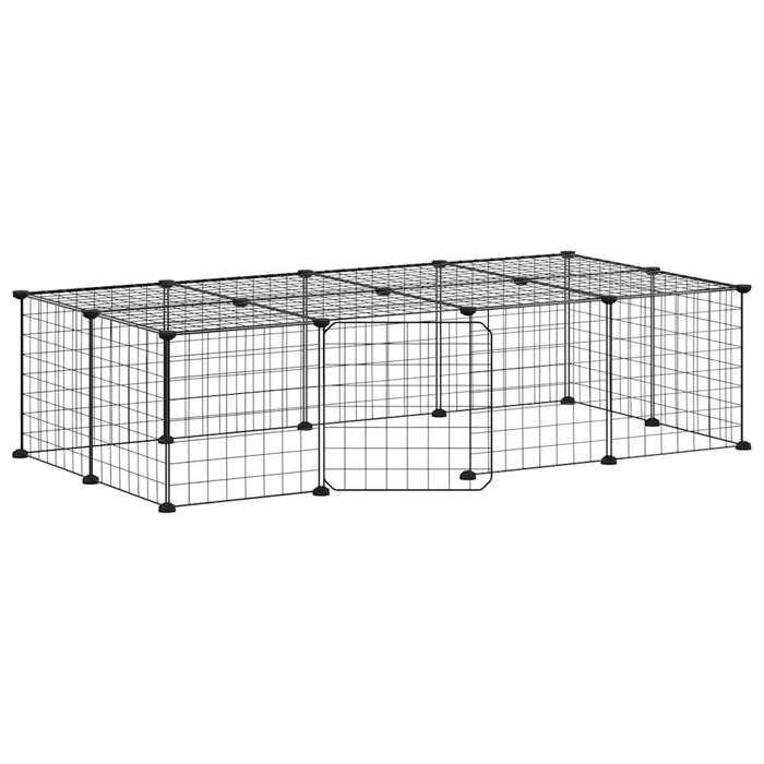 3114055 vidaXL Pet Cage with 20 Panels and Door Black 35x35 Cm