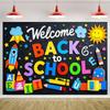Welcome Back To School Backdrop Blackboard Chalk Figure Scene Children Graduation Party Decoration Background Photography Props