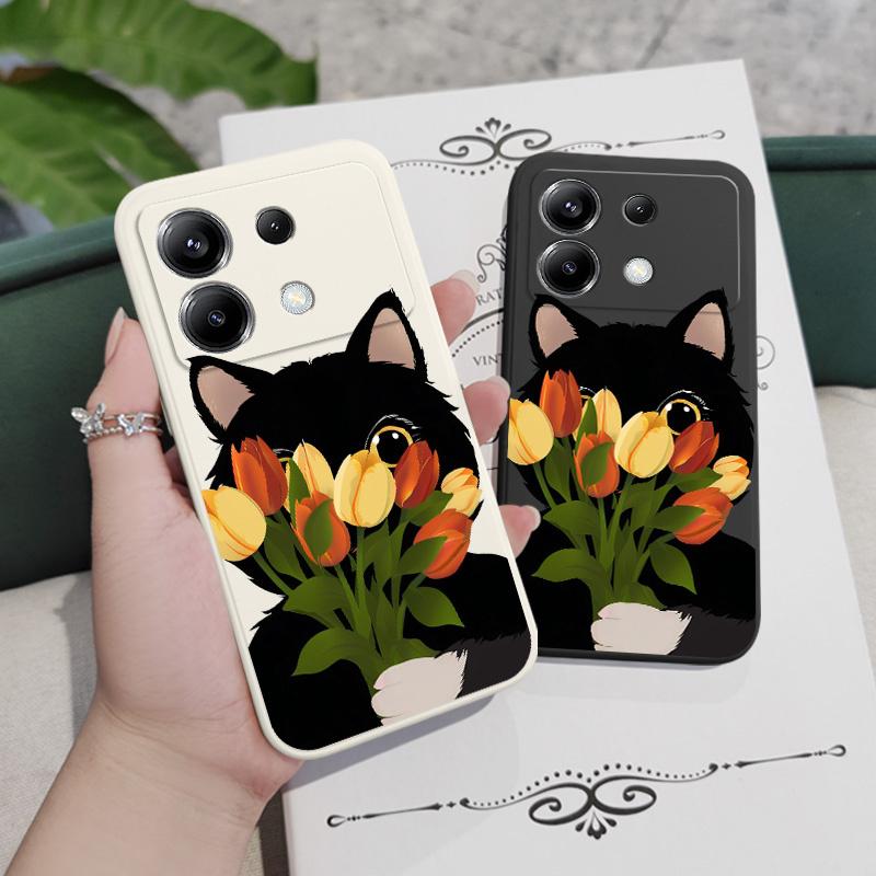 Чехол-кейс для телефона с милым котиком-тюльпаном для Xiaomi Poco F8 F7 X7 X6 F6 M6 M5 M5S F5 X5 F4 X4 M4 F3 M3 X3 Pro 4G 5G GT Силиконовый чехол