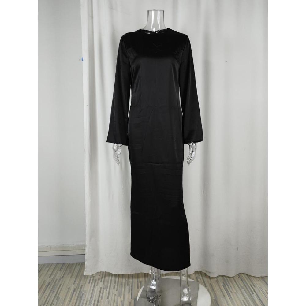 Модное облегающее платье макси для женщин, с длинным рукавом, высокой талией, элегантное однотонное платье для вечеринки, повседневное роскошное женское платье