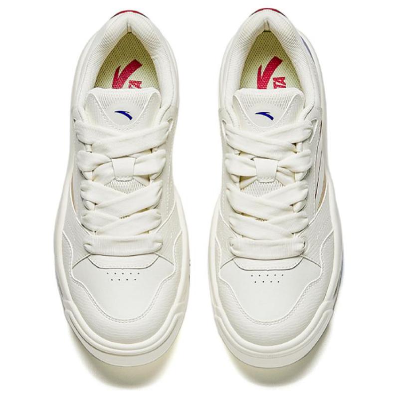 Anta Anti Slip And Wear Resistant Height Increasing Low top Skateboard Shoes Men's White Blue Sneakers
