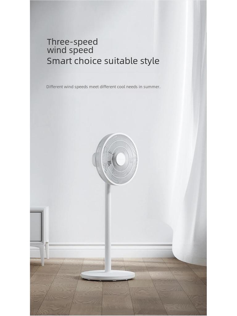 3-Speed Household Electric Fan for Table/Floor Use with Remote Control, Timer, 8m Air Supply, Quiet Operation, and Energy Efficient PP Oscillation.