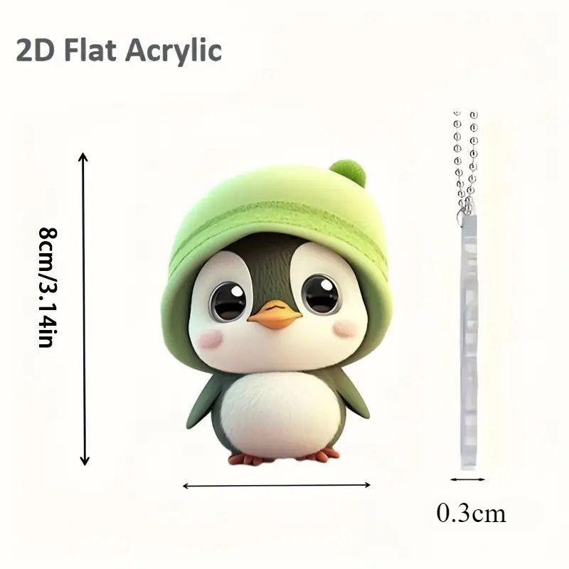 Cute New Green Little Penguin Acrylic Pendant Cross-border Flat Car Decoration Pendant Keychain Pendant
