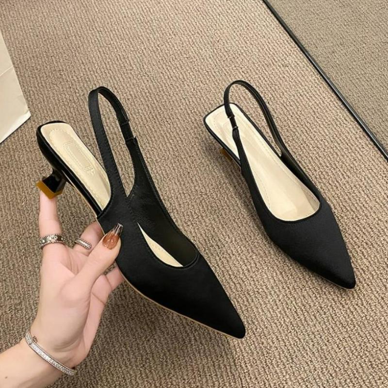 Модная обувь на высоком каблуке Женские туфли-лодочки Новые босоножки-стилет Острый носок Неглубокий вырез Черные туфли на каблуке Вечерняя обувь Большой размер 32-43