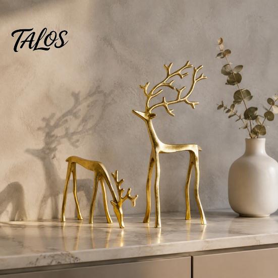 Modern Alloy Sculptures Christmas Reindeer Statue, Small Deer Sculpture Figurine, Elegant Contemporary Home Accessories Holiday Decor for Tabletop,