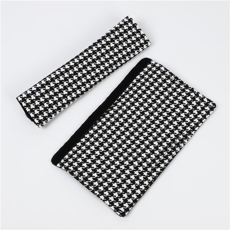 Houndstooth Bow Car Headrest Neck Pillow & Waist Pillow Set - Cute Car Interior Accessories for Women