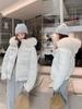 American short cotton-padded women's winter new loose large fur collar thickened warm hooded cotton-padded jacket jacket