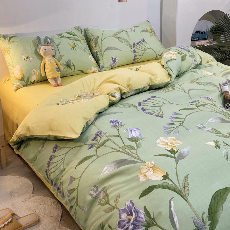 Four-piece Bed Cotton Nordic Style Quilt Cover Cotton Bed Linen Quilt Cover Pillowcase Set Household Bedding