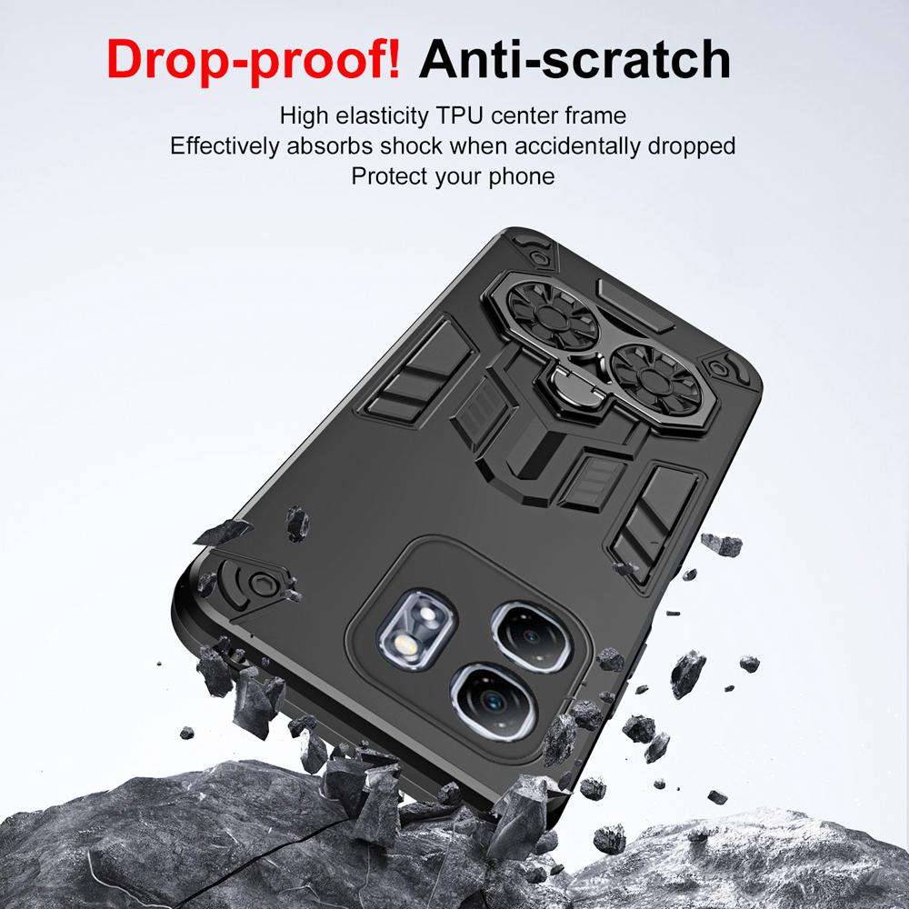 KEYSION Противоударный бронированный чехол для Infinix Hot 50i Мягкий силикон+ПК Металлическое кольцо-подставка Задняя крышка для телефона для Infinix Smart 9