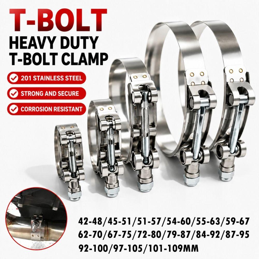 Stainless Steel T-Bolt Clamp Universal Hose Coupler Reliable Hose Clamps
