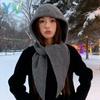 Autumn Winter Women Knitted Hat Scarf Set  Ins Style Balaclava Beanie Windproof Warm Plush Hood Outdoor Cycling Christmas Gift