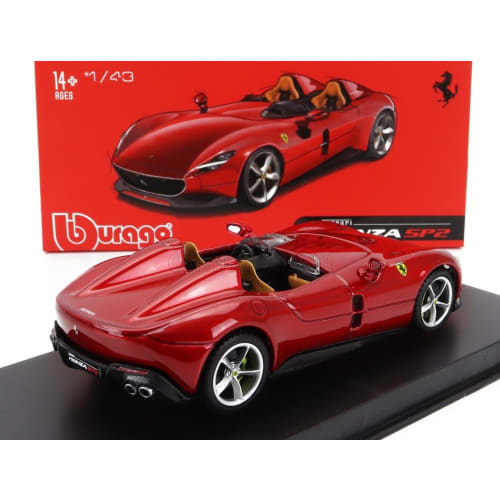 Bburago Ferrari Monza 1/43 Scale Diecast Model Car, FERRARI MONZA SP2 2018 (Red Metallic), Signature Series