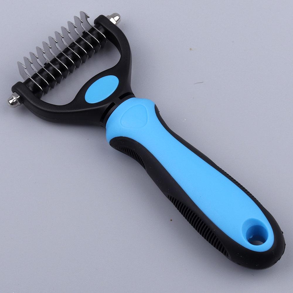 Dog Bath Brush Pet Cat Hair Removal Brush Double Sided Deshedding Comb Pet Fur Knot Cutter Dog Grooming Shedding Tools