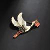 Classical Auspicious Crane Brooch, High-End Female Literary Enamel Brooch, Personalized Exquisite Suit Pin Accessories