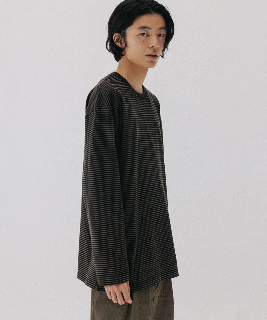 BLANKROOM Pencil Stripe Long Sleeve Tee_Shade Olive