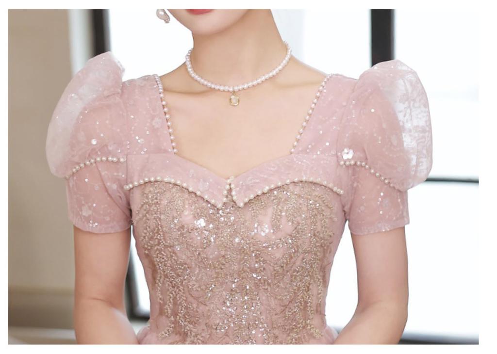 Цветное Свадебное Свадебное Длинное Платье для Коктейльной Вечеринки Большого Размера [Namie] Платье, Платье, Концерты, Платье, Невеста, Платье, Свадьба, Сольный Концерт, (М, Розовый)