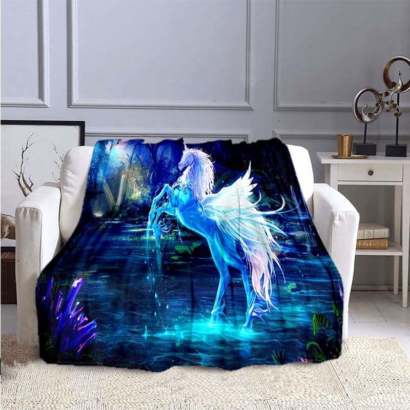 Милое цветное фланелевое одеяло с 3D принтом единорога для кроватей, походов, пикника, модное покрывало, одеяло