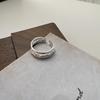 Korean Style S925 Sterling Silver Textured Double Layer Ring