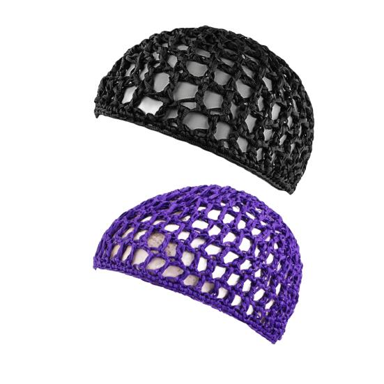 2 шт. Ночной колпак из толстой пряжи, вязаный крючком, эластичный, ажурный, сетчатый, многоцелевой, для сна, повседневной носки, шапочка для волос